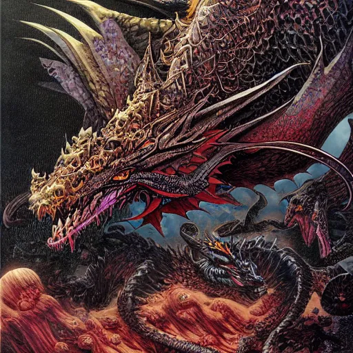 Image similar to dark dragon, by yoichi hatakenaka, masamune shirow, josan gonzales and dan mumford, ayami kojima, takato yamamoto, barclay shaw, karol bak