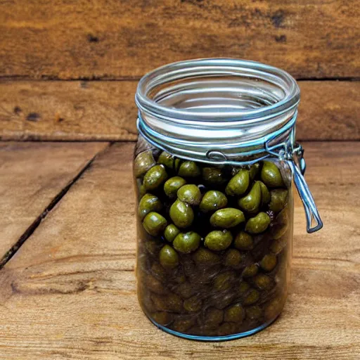 Prompt: realistic jar of olives