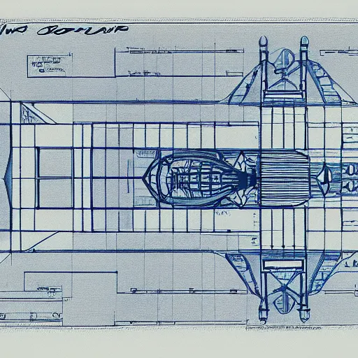 Image similar to a blueprint of a spaceship