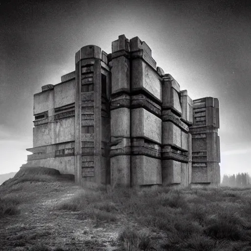 Image similar to scifi brutalist castle, photography