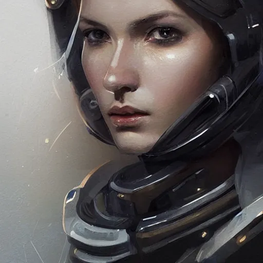 Image similar to Portrait of a woman by Greg Rutkowski, she is about 20 years old, round face, mixture turkish and russian, dark blonde hair with two strands around her face, attractive, sad and melancholy gaze, she is wearing a futuristic tactical space suit, highly detailed portrait, scifi, digital painting, artstation, concept art, smooth, sharp foccus ilustration, Artstation HQ.