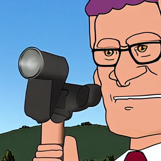 Prompt: Hank Hill as the President, Photorealism,