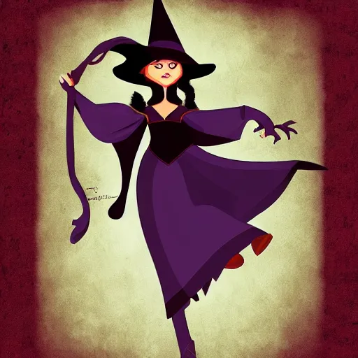 Image similar to a witch by disney, digital art