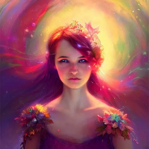 Image similar to colorful and Festive Captivating Fairy portrait, atmospheric lighting, painted, intricate, highly detailed by Charlie Bowater