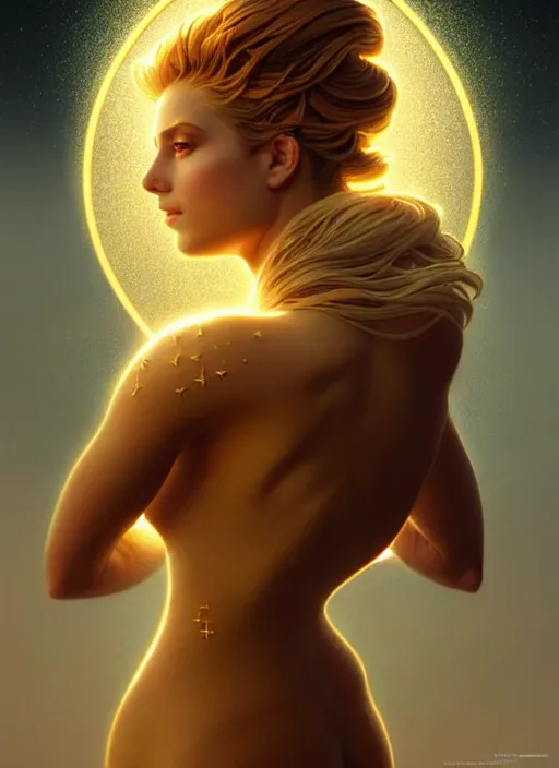 Image similar to a beautiful cinematic female sand goddess, glow golden tatto, galatic shamen with Quantum energy fantasy, fantasy magic, undercut hairstyle, dark light night, intricate, elegant, sharp focus, illustration, highly detailed, digital painting, concept art, matte, art by WLOP and Artgerm and Greg Rutkowski and Alphonse Mucha, masterpiece