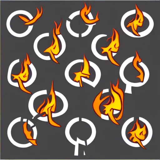 Prompt: pictogram of aggressive flames coming out the top, black and white