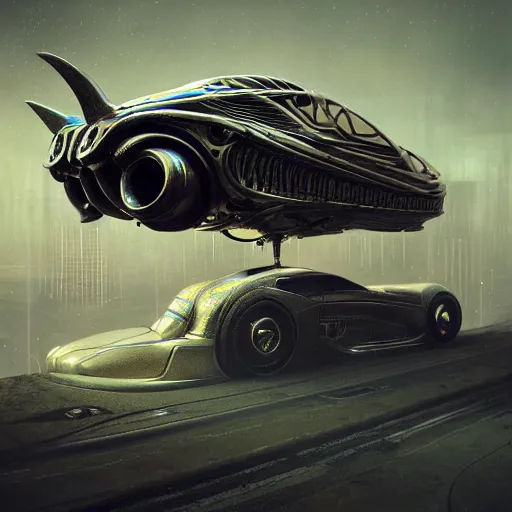 Image similar to cyborg cyber vintage flying supercar slick : by michal karcz, daniel merriam, victo ngai and guillermo del toro : ornate, dynamic, particulate, intricate, elegant, highly detailed, centered, artstation, smooth, sharp focus, octane render