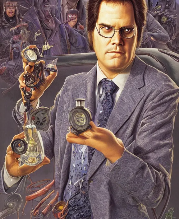 Image similar to Garth Marenghi from Darkplace (2004), intricate, highly detailed, centered, artstation, concept art, smooth, sharp focus, illustration, bokeh art by artgerm and donato giancola and Joseph Christian Leyendecker