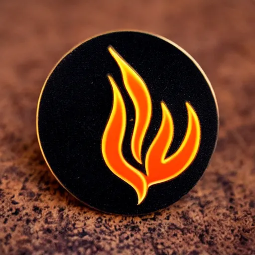 Image similar to minimalistic enamel pin of fire flame, retro design