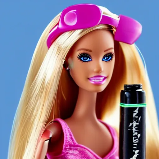 Image similar to barbie holding a vape