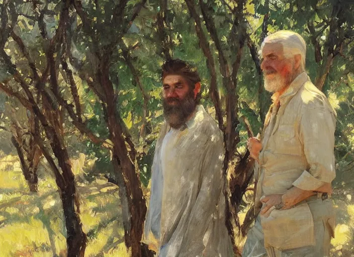 Prompt: a highly detailed beautiful portrait of the king of lebanon among cyprus trees, by gregory manchess, james gurney, james jean