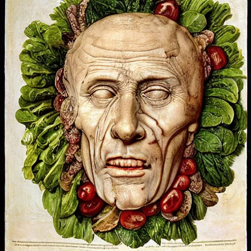 Prompt: julius caesar made of salad, by giuseppe arcimboldo