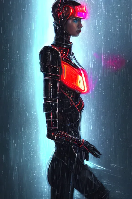 Prompt: portrait of evilly and strong stunning futuristic knights of Zodiac girl, black and red copper armor, in futuristic heavily raindrop tokyo rooftop cyberpunk night, ssci-fi, fantasy, intricate, very very beautiful, elegant, neon light, highly detailed, digital painting, artstation, concept art, human anatomy, soft light, hdri, smooth, sharp focus, illustration, art by tian zi and craig mullins and WLOP and alphonse mucha