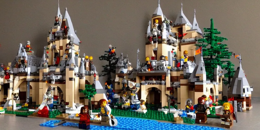 Image similar to lego castle with knights in front