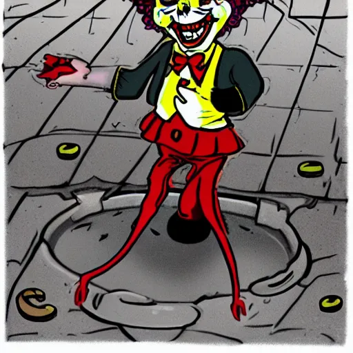 Image similar to photo of a killer clown in the sewer