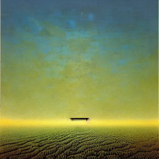 Prompt: multiple horizontal boxes floating high above the horizon, zdzislaw beksinski