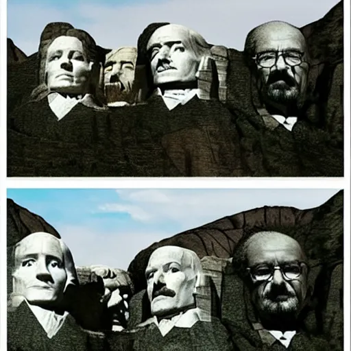 Prompt: walter white on mount rushmore