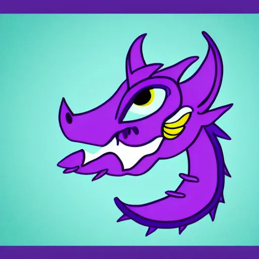 Image similar to very cute purple dragon with well-designed head and four legs, 2d minimalism, minimum of color