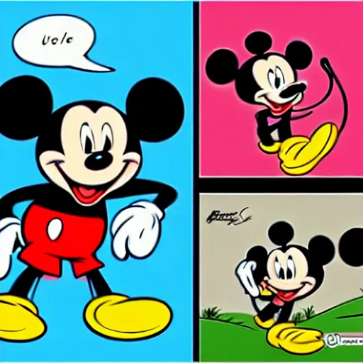 Image similar to mickeymouse as a mignon cartoon, comic