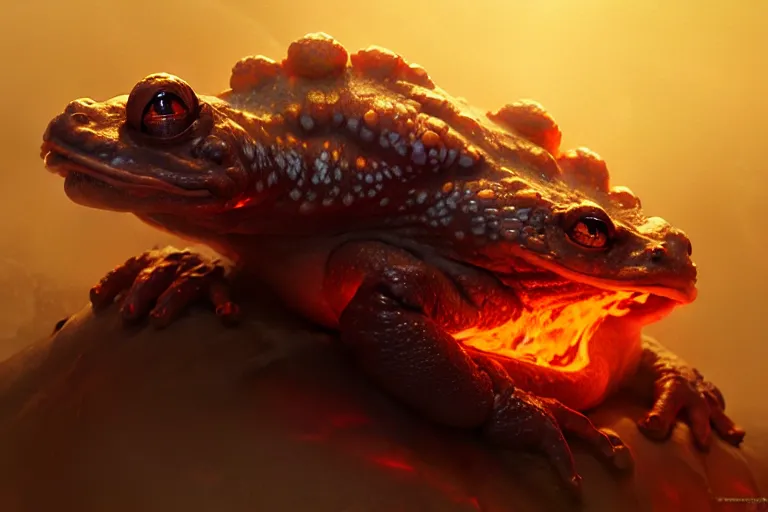 Image similar to fire toad, photorealistic, highly detailed, trending on artstation, by bayard wu, anna podedworna, gaston bussiere, greg rutkowski