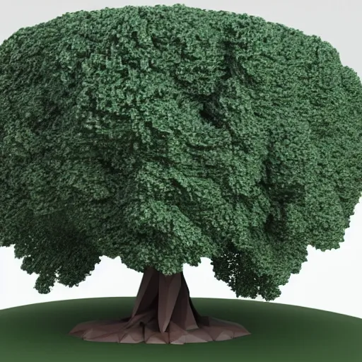 Image similar to a low poly 3d object of the tree, large and majestic