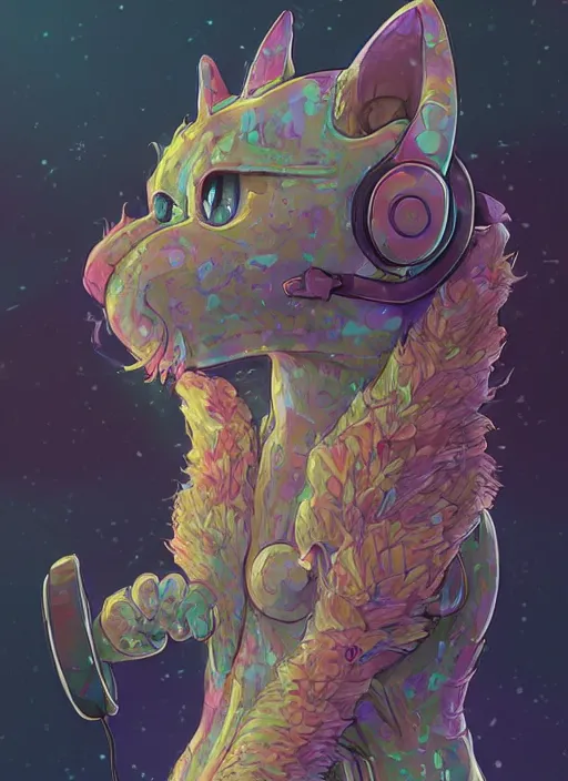 Prompt: cat seahorse fursona wearing headphones, autistic bisexual graphic designer and musician, attractive androgynous fluffy humanoid character design, sharp focus, weirdcore voidpunk digital art by artgerm, akihiko yoshida, louis wain, simon stalenhag, wlop, noah bradley, furaffinity, pinterest, artstation hd, trending on deviantart