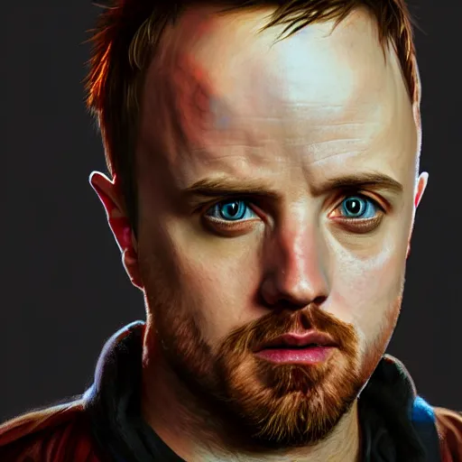 Prompt: Jesse Pinkman, portrait, fantasy, medieval, vivid colors, elegant, concept art, sharp focus, digital art, Hyper-realistic, 4K, Unreal Engine, Highly Detailed, HD, Dramatic Lighting by Brom, trending on Artstation