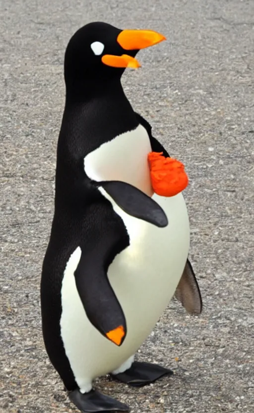 Image similar to Pinguin with a carrot