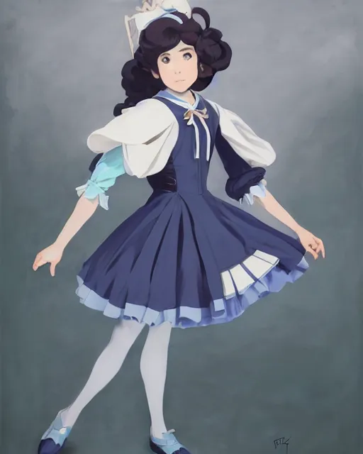Prompt: late renaissance magical academy girl school uniform with coat, pale cyan and grey fabric, jodhpurs greg manchess painting by sargent and leyendecker, studio ghibli, fantasy, medium shot, asymmetrical, intricate, elegant, matte painting, illustration, hearthstone, by greg rutkowski, by greg tocchini, by james gilleard, by joe fenton
