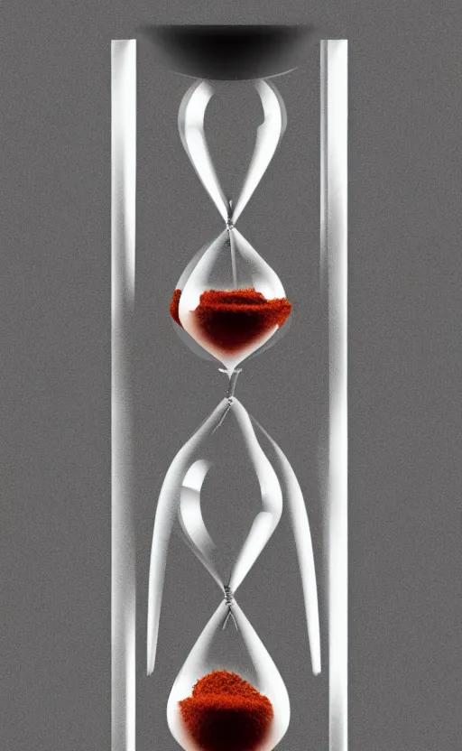Prompt: A24 film cinematography, hourglass with blood instead of sand, tiny small mini cyborg humanoid, intricately detailed tiny mini humanoid the size of an ant inside an hourglass, by Emiliano Ponzi, by Chris Ware, neogeo, criterion collection, falling sand inside, hourglass ⌛️, futuristic 1990s contemporary art, sci-fi, trapped inside an hourglass, sand, time, deserted sand, glass, inside view, humanoid pov, intricate artwork by Tooth Wu and wlop and beeple, octane render, trending on artstation, greg rutkowski very coherent symmetrical artwork, depth field, unreal engine, cinematic, hyper realism, high detail, octane render, 8k