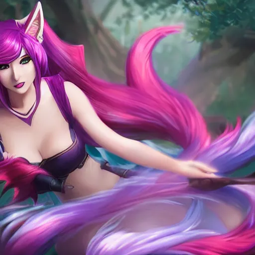 Prompt: photo of ahri from league of legends in real life