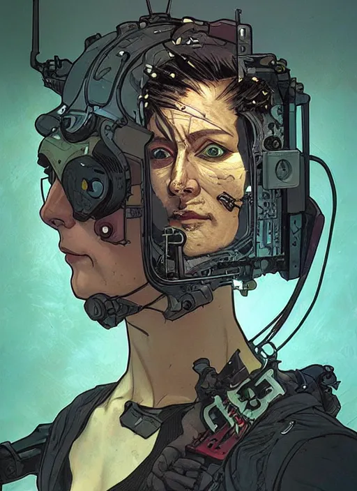 Image similar to cyberpunk eye surgeon. portrait by ashley wood and alphonse mucha and laurie greasley and josan gonzalez and james gurney. splinter cell, apex legends, rb 6 s, hl 2, d & d, cyberpunk 2 0 7 7. realistic face. character clothing. vivid color. dystopian setting.