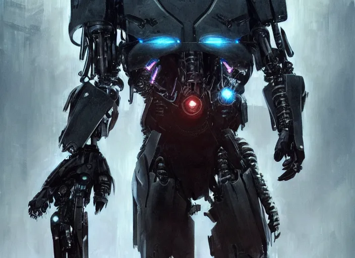 Image similar to johnny depp as victor stone, full body concept, cyborg, borg, strogg, face of a man, terminator, flesh, quake strogg, doom demon, wolfenstein, monstrous, powerful, symmetry, symmetrical, concept art by ruan jia and greg rutkowski