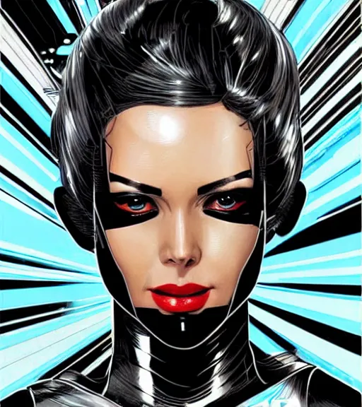 Prompt: portrait of a female android, by DC comics and Sandra Chevrier