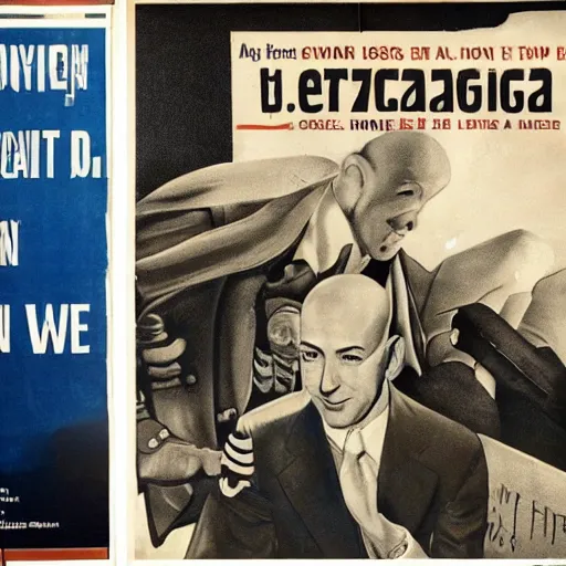 Image similar to jeff bezos as a world war ii propaganda poster