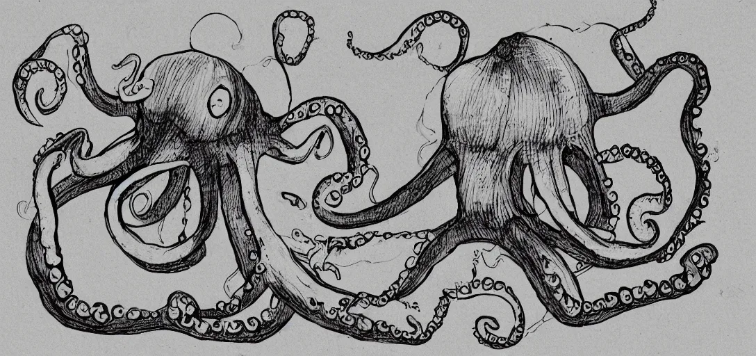 Image similar to children's book illustration of a sad octopus