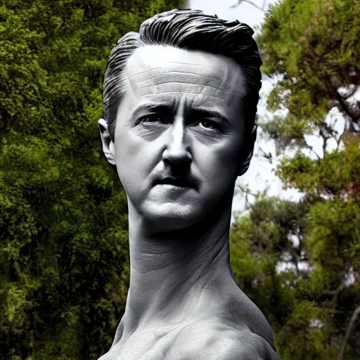 Prompt: a statue of edward norton's face, just the face, egg shape, egg, strong eggshell texture, highly detailed, dramatic lighting, concept art by caravaggio and greg rutkowski and artgerm