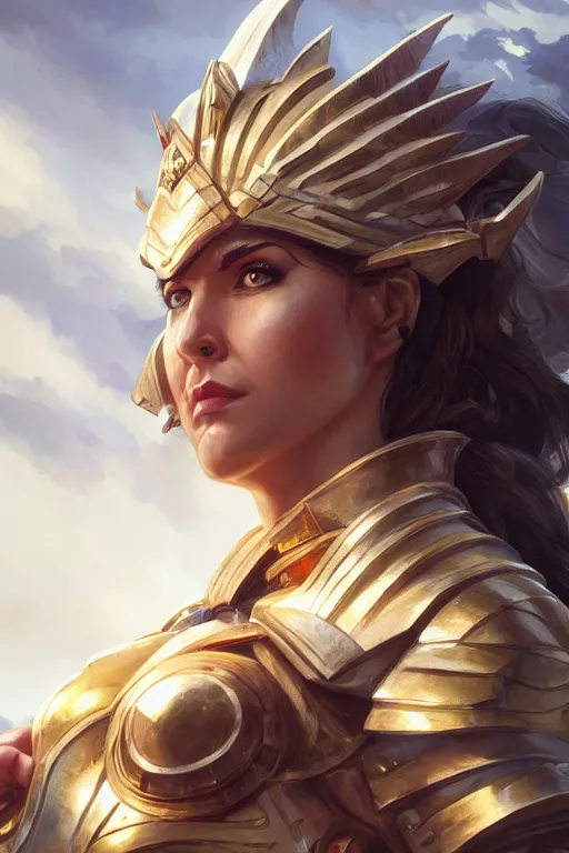 Image similar to amazon valkyrie athena, d & d, fantasy, portrait, highly detailed, headshot, digital painting, trending on artstation, concept art, sharp focus, illustration, art by artgerm and greg rutkowski and magali villeneuve