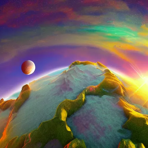 Image similar to fantasy planet, coliorful, 8 k resolution, award winning