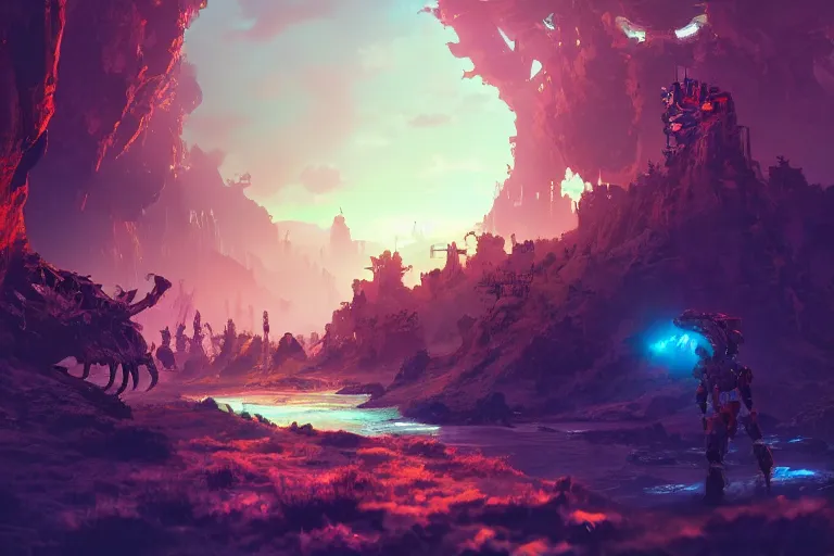 Image similar to scorcher machine mecanical creature robot of horizon forbidden west horizon zero dawn bioluminiscence global illumination ray tracing hdr fanart arstation by ian pesty and alena aenami artworks in 4 k