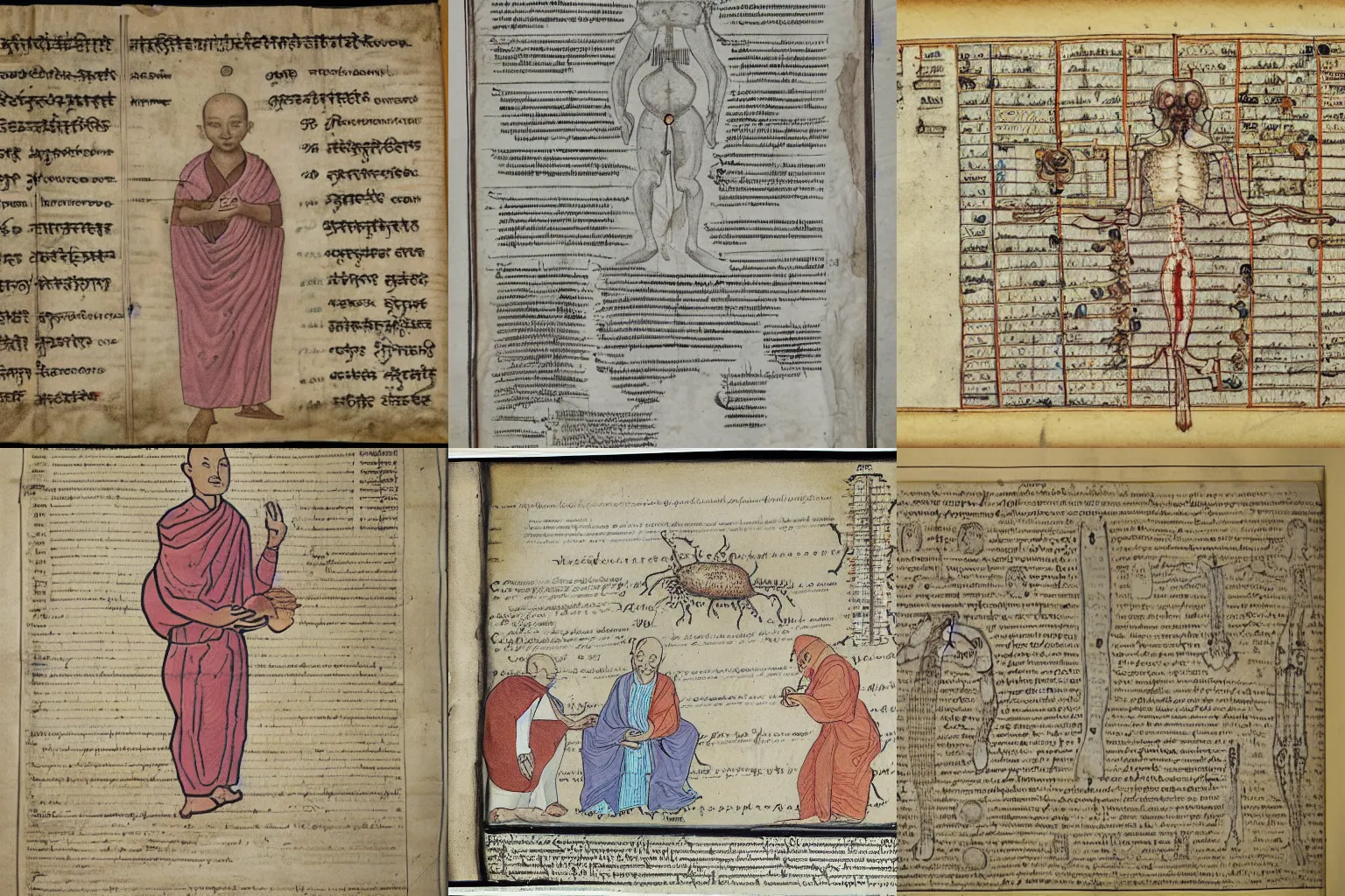 Prompt: medical diagram of a new species done by a medievel monk on parchment