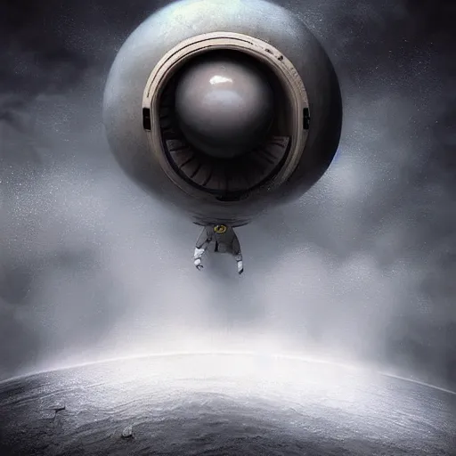 Prompt: michal karcz and tim burton dark surrealism painting of an astronaut., detailed, elegant, intricate, 4 k, renaissance painting