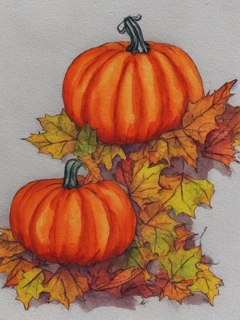 Image similar to autumn pumpkin watercolor by arti chauhan trending on artstation