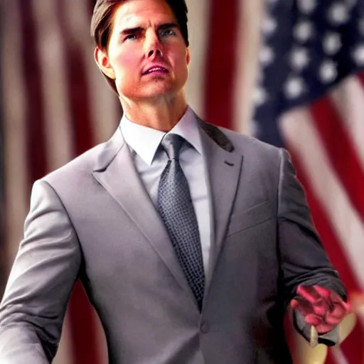 Image similar to tom cruise playing obama in a new film, movie screenshot