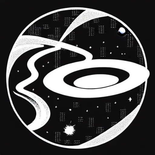 Image similar to black and white sci - fi space - themed svg vector art panel for cnc plasma, laser, stencil, unique space design