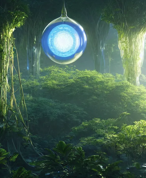 Prompt: self illuminated sphere, transparent clear see - through image of lush botany, aurora spaceship environment, ultra realistic, concept art, photorealistic, octane render, 8 k, unreal engine. art by gustave dore and nori inoguchi and sam kaplan and zachary goulko and christopher marley and artgerm and alphonse mucha