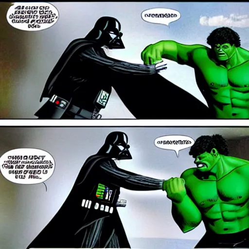 Image similar to darth vader vs hulk