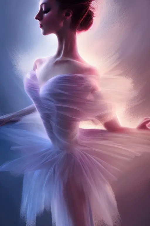 Image similar to prima ballerina, gorgeous, ethereal, intricate, elegant, volumetric lighting, nature scenery, digital painting, highly detailed, artstation, sharp focus, illustration, concept art, clive barker