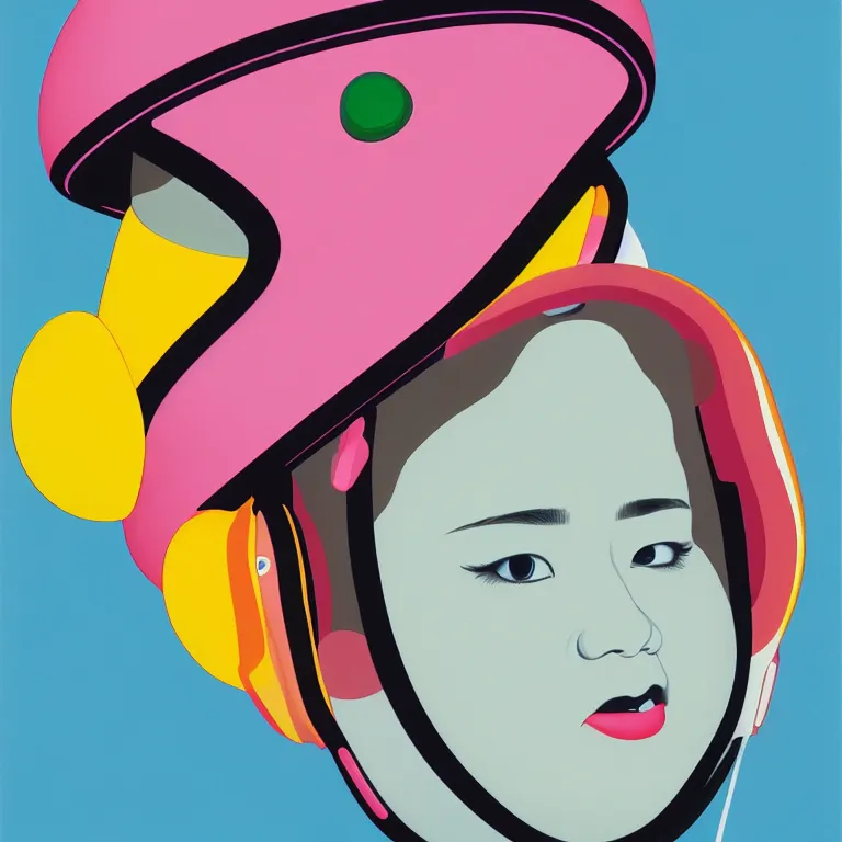Image similar to portrait of a cute fat girl in a racing helmet by shusei nagaoka kaws david rudnick airbrush on canvas pastell colors cell shaded 8 k