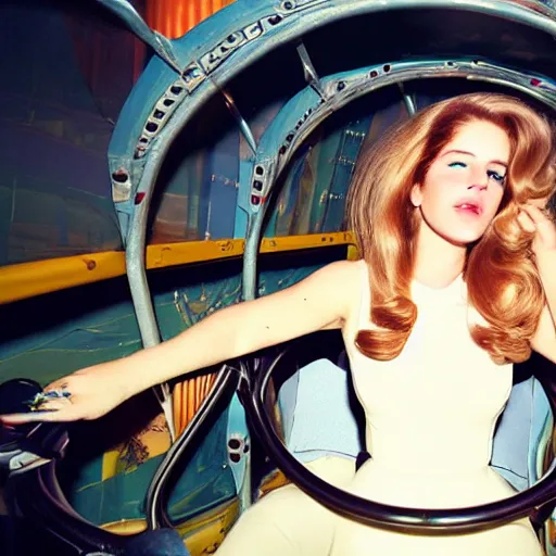 Image similar to blonde lana del rey on rollercoaster photographed by neil krug